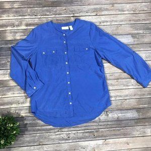 Chico's Blue Long Sleeve Button Down Top 2 - 502